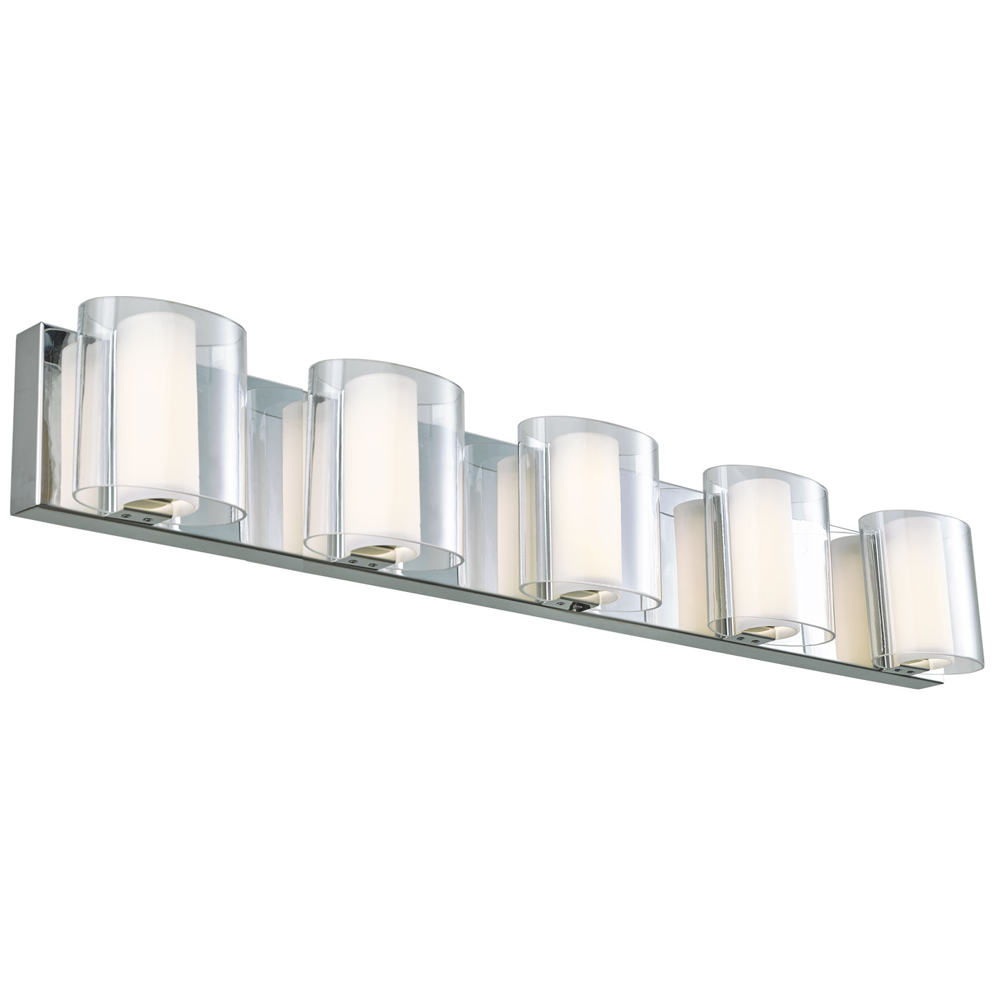5 Light Curved Clear and Opal Glass Vanity - Image 2