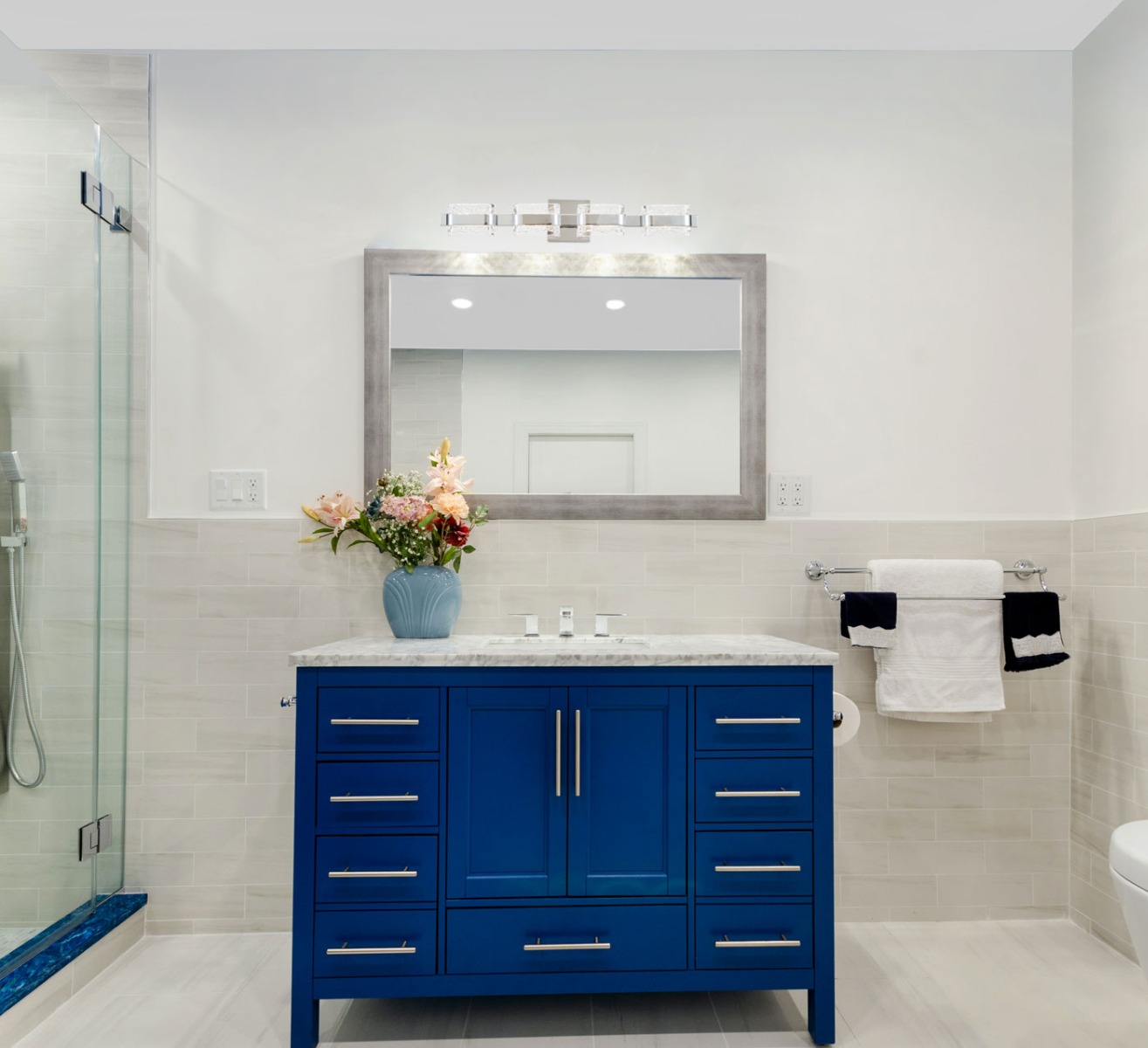 4 Light Crystal Vanity with Movable Backplate